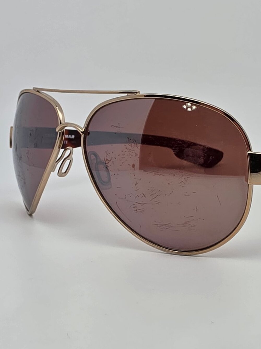 Costa Del Mar South Point Gold 580P Polarized Silver Mirror Aviator Sunglasses